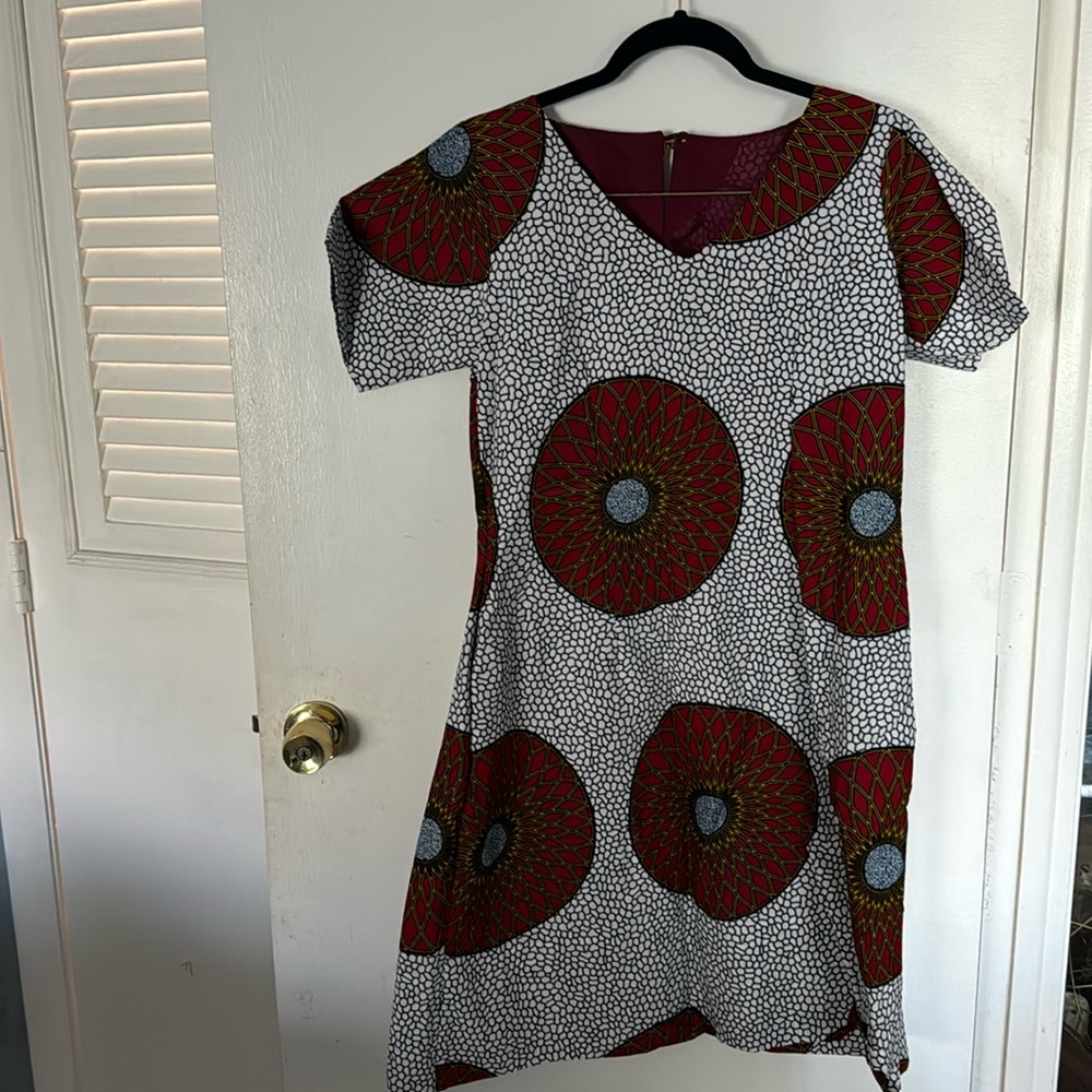 Multi-colour african print dress with jacket